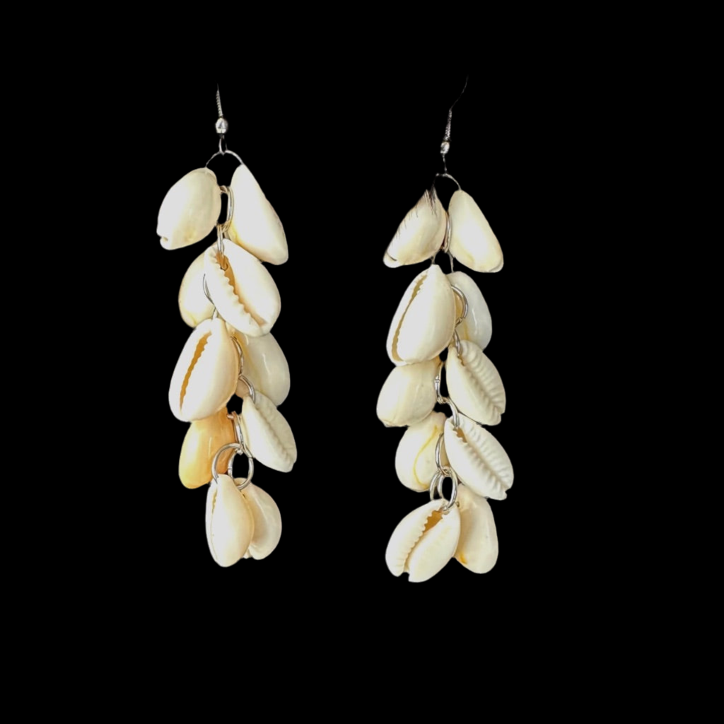 MPIGA Long Bunch of Cowries Shell Earrings