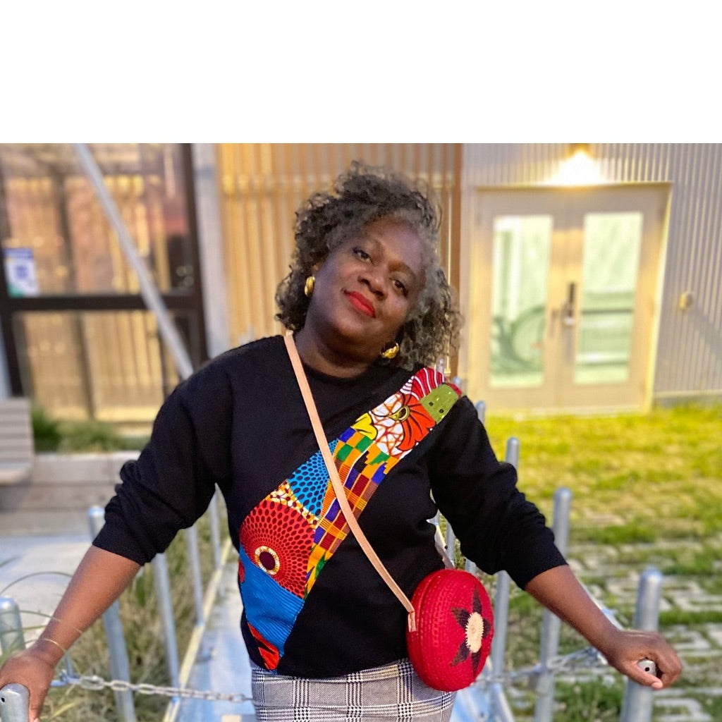 African fabric patchwork Black Sweater