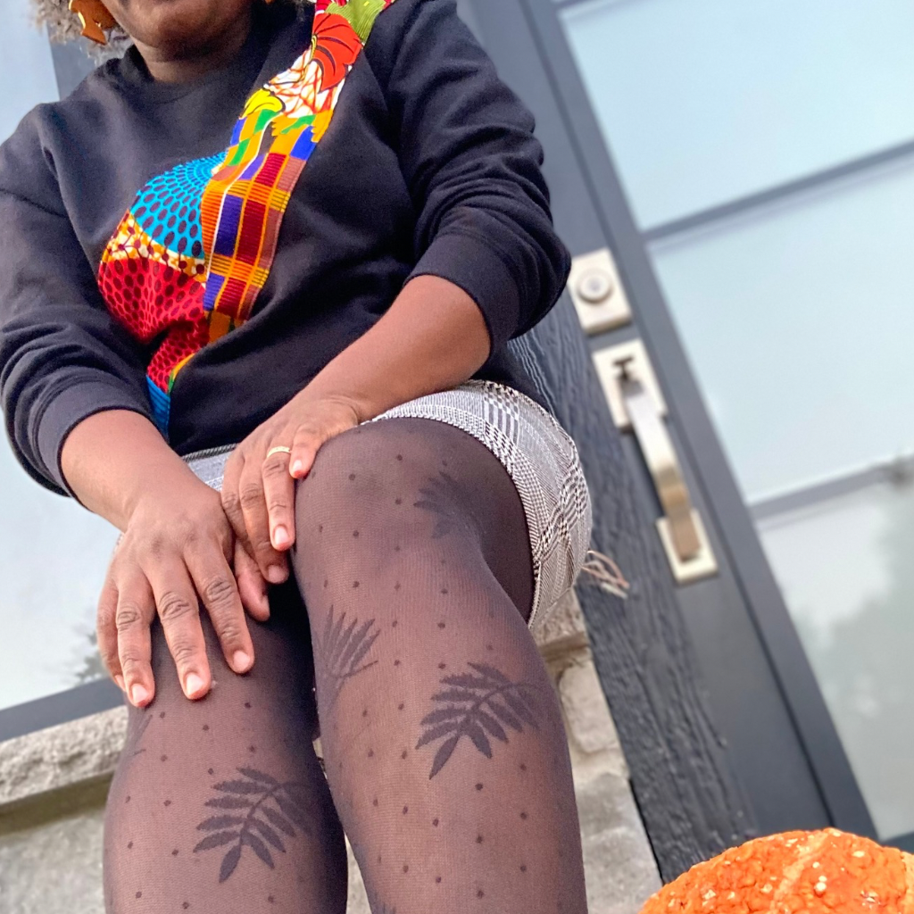 African fabric patchwork Black Sweater