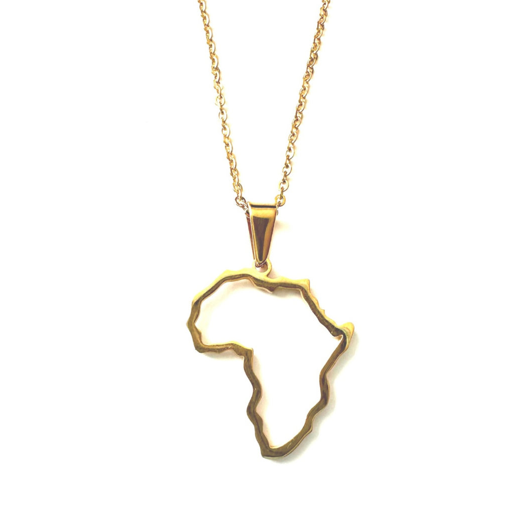 OLOUMI Stainless Steel Africa Map Necklace