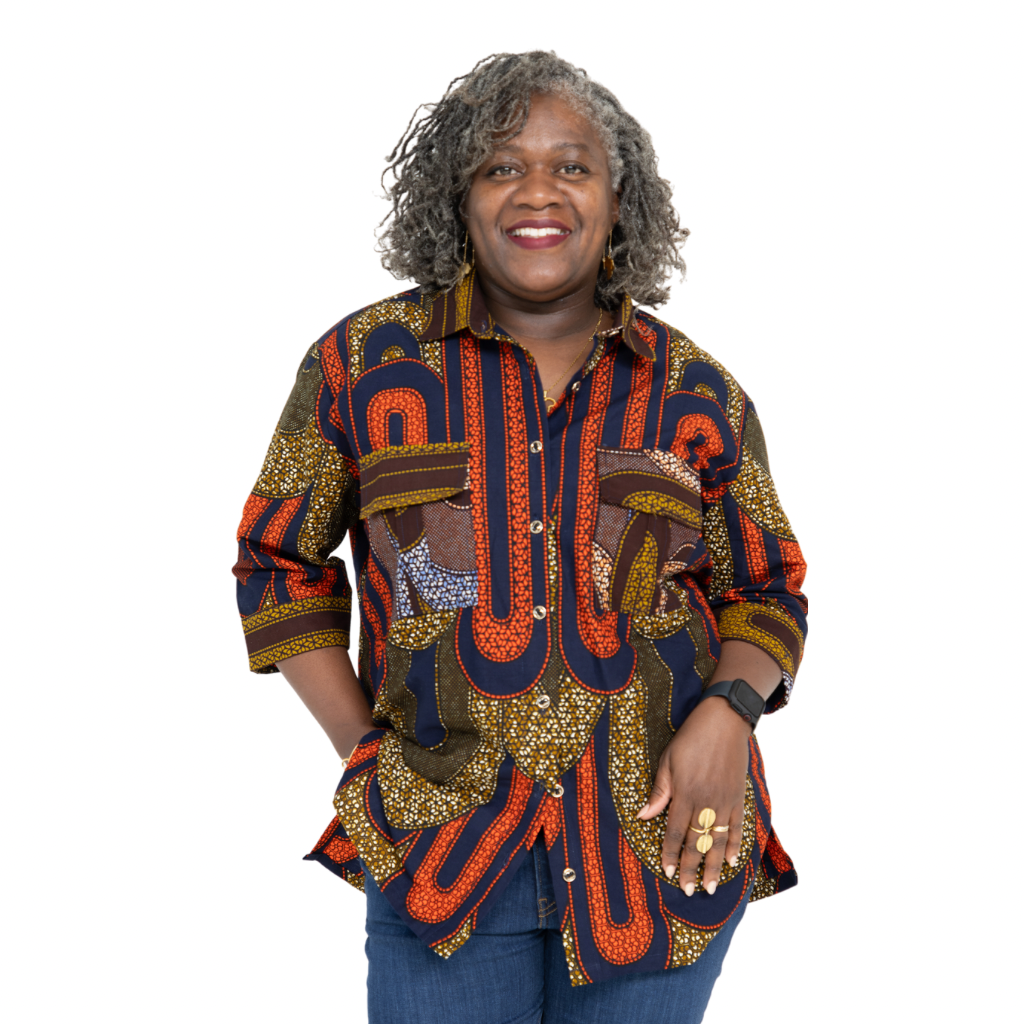 DIA African Fabric 3/4 Shirt for Women with 2 pockets - Red