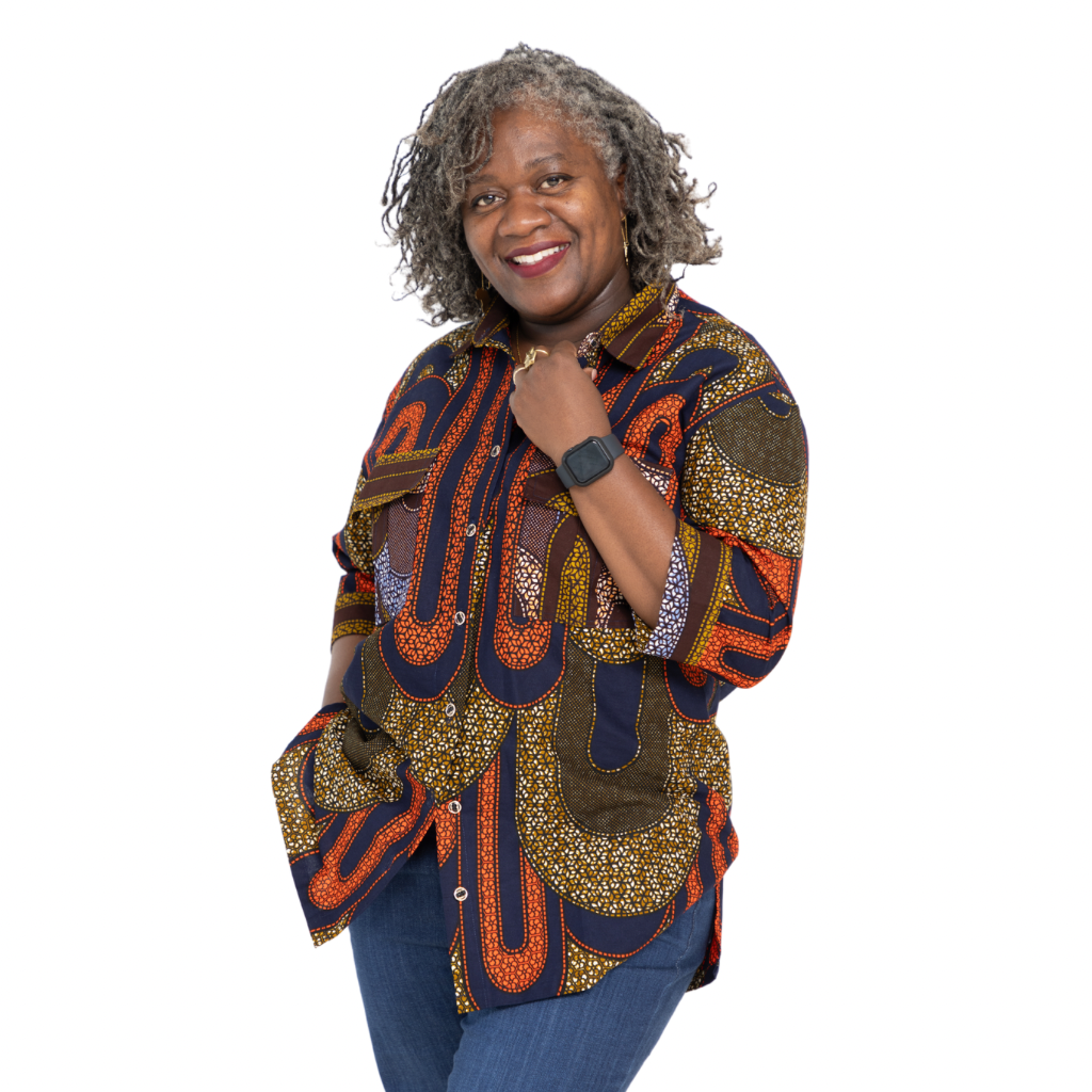 DIA African Fabric 3/4 Shirt for Women with 2 pockets - Red