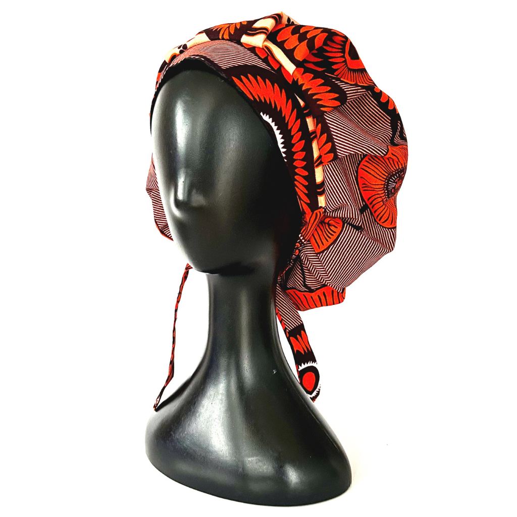 OFOUROU Satin Lined African Fabric Bouffant Bonnet- Lastourville