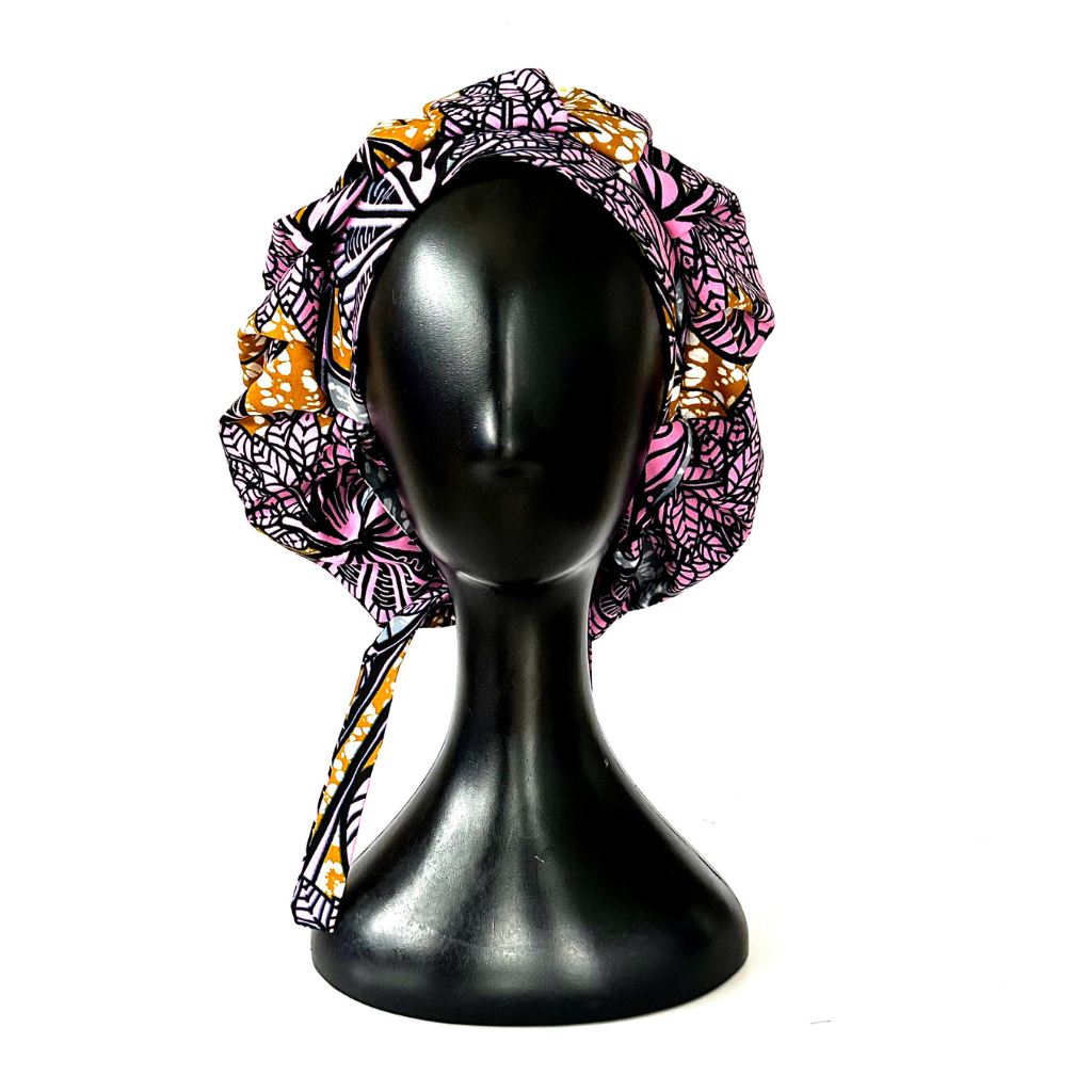 OFOUROU Satin Lined African Fabric Bouffant Bonnet- Mimongo