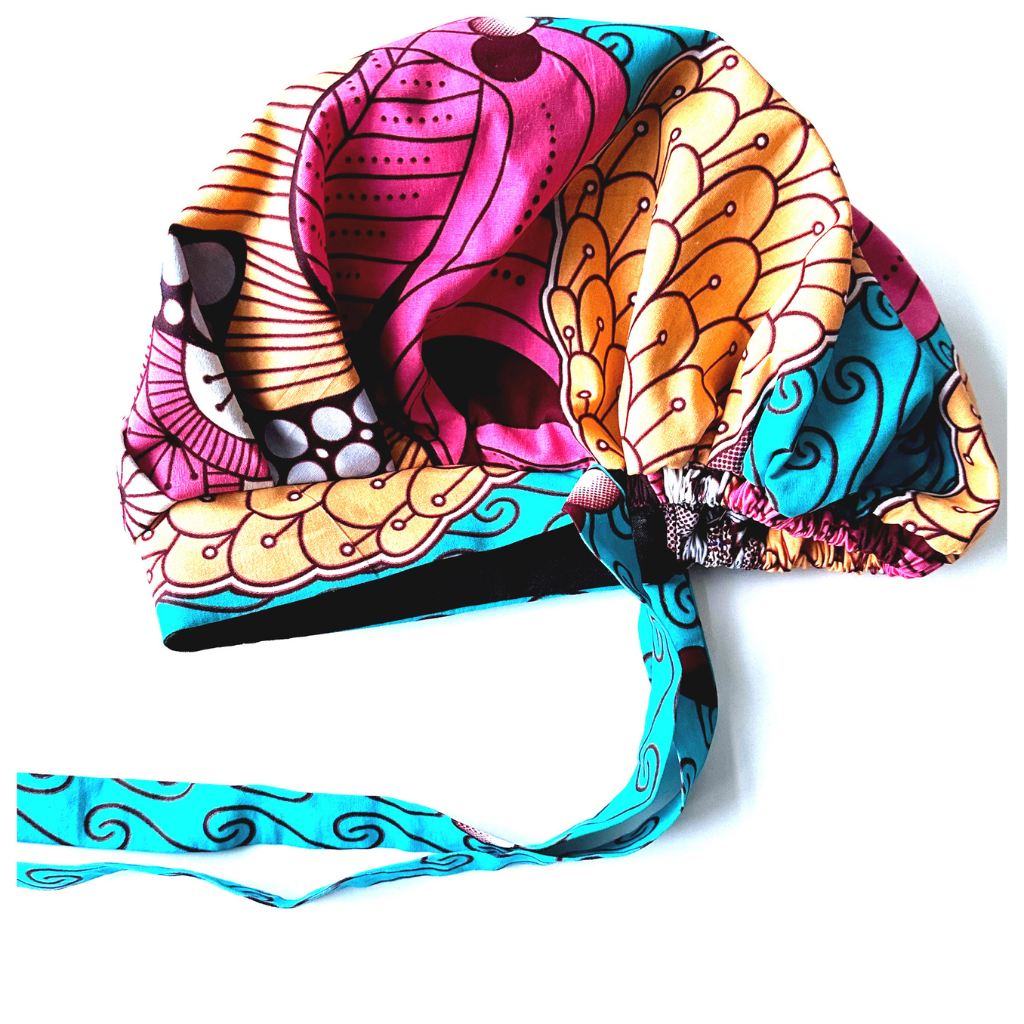 OFOUROU Bonnet Bouffant en Tissu Africain et doublé en Satin  - Moanda