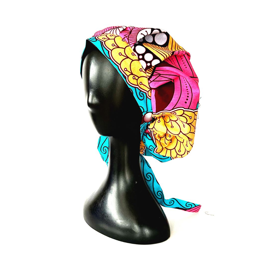 OFOUROU Bonnet Bouffant en Tissu Africain et doublé en Satin  - Moanda