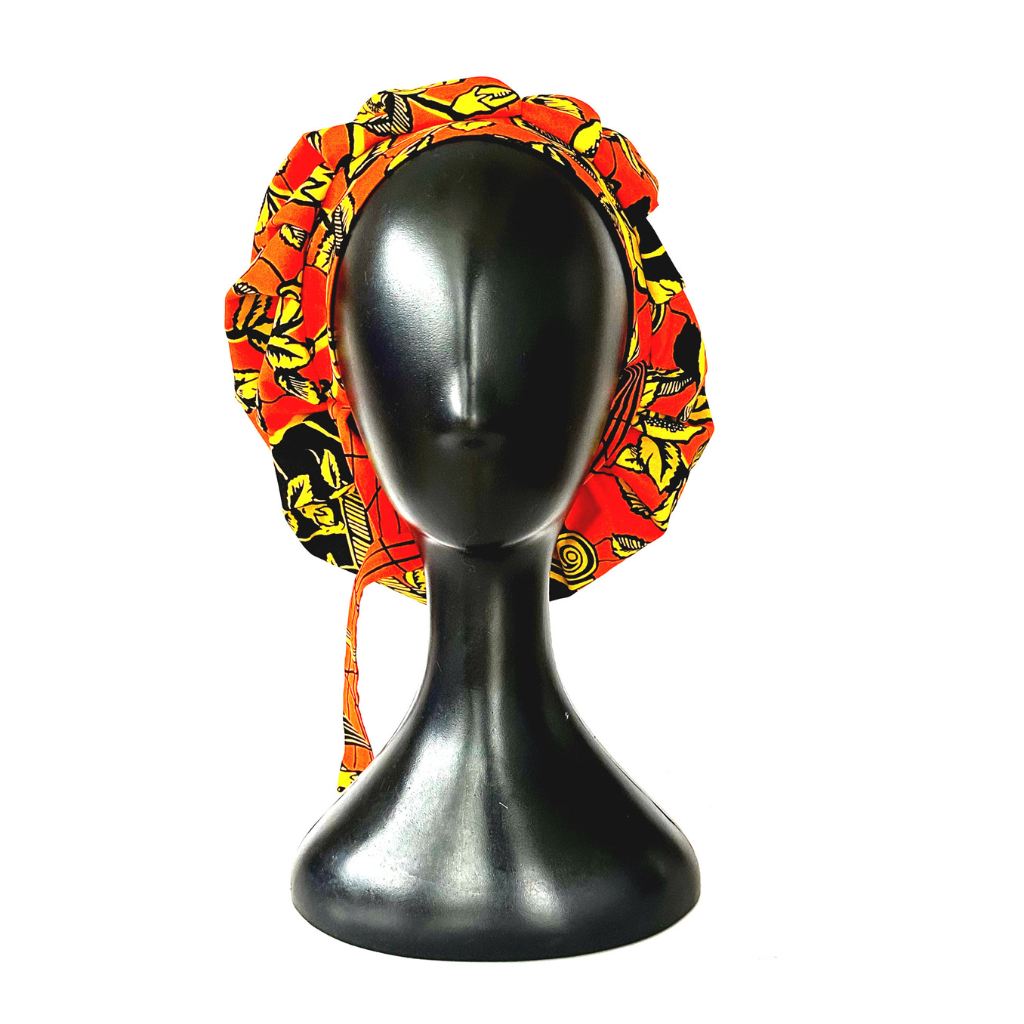 OFOUROU Satin Lined African Fabric Bouffant Bonnet- Ntoum