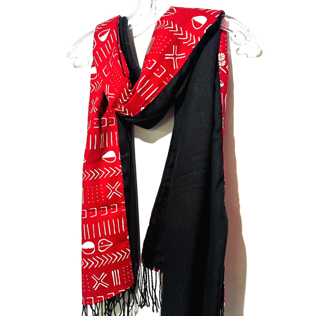 MBAH African Fabric Oversized Soft Scarf - Black