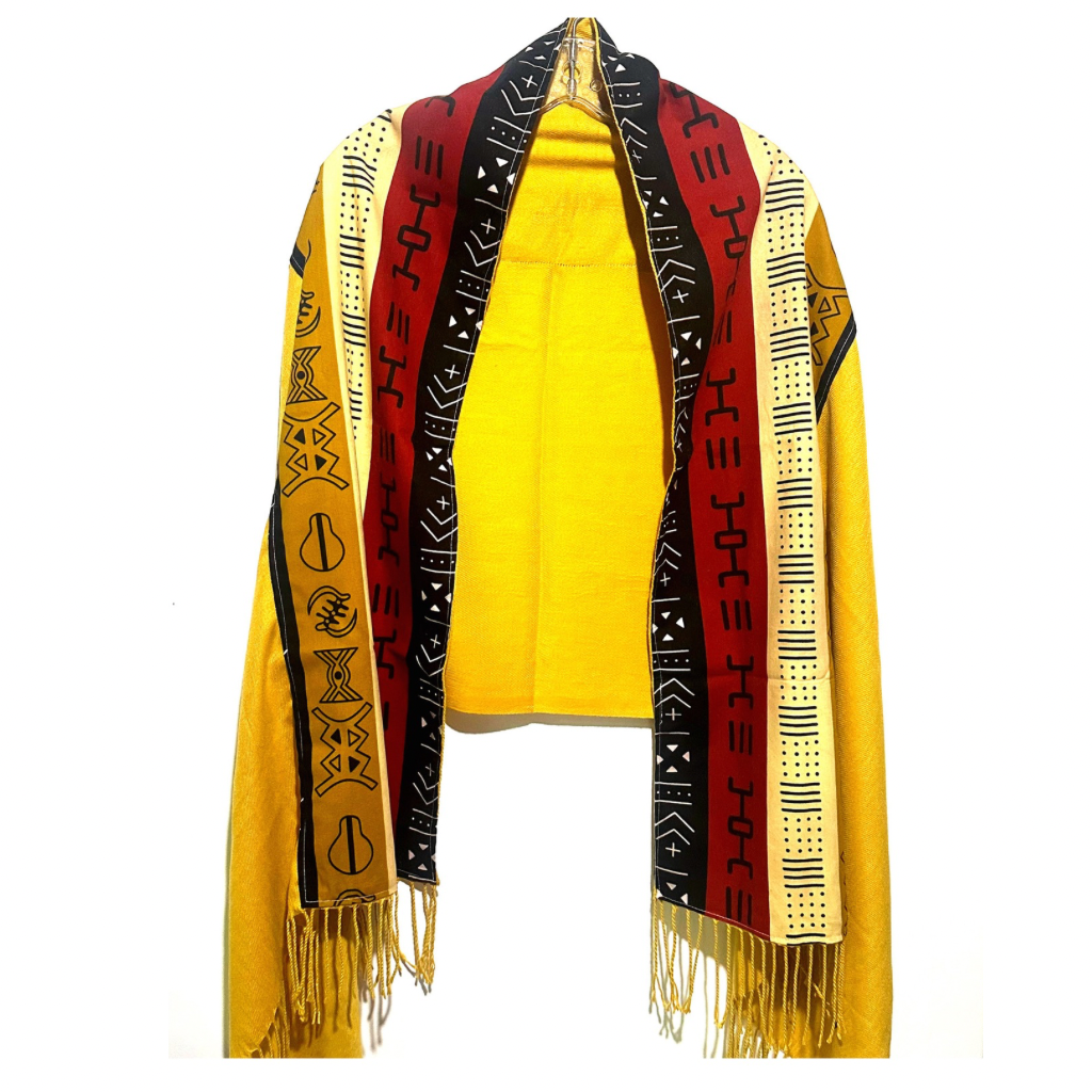 MBAH Grande écharpe en wax et cashmere - Jaune Moutarde