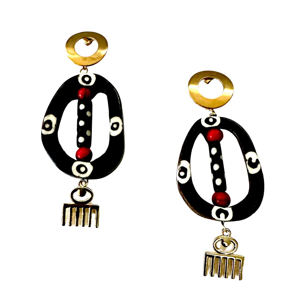 Boucles d’oreilles CLEOPATRA – Corne de Bœuf & Acier Inoxydable