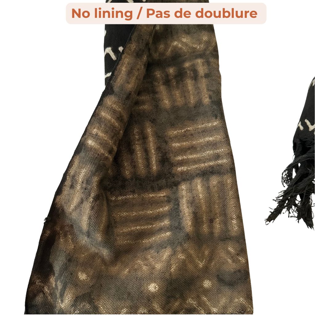 Foulard Bogolan Authentique – Tissé à la Main au Mali, 100 % Coton, Teintures Naturelles (Unisexe) - Noir