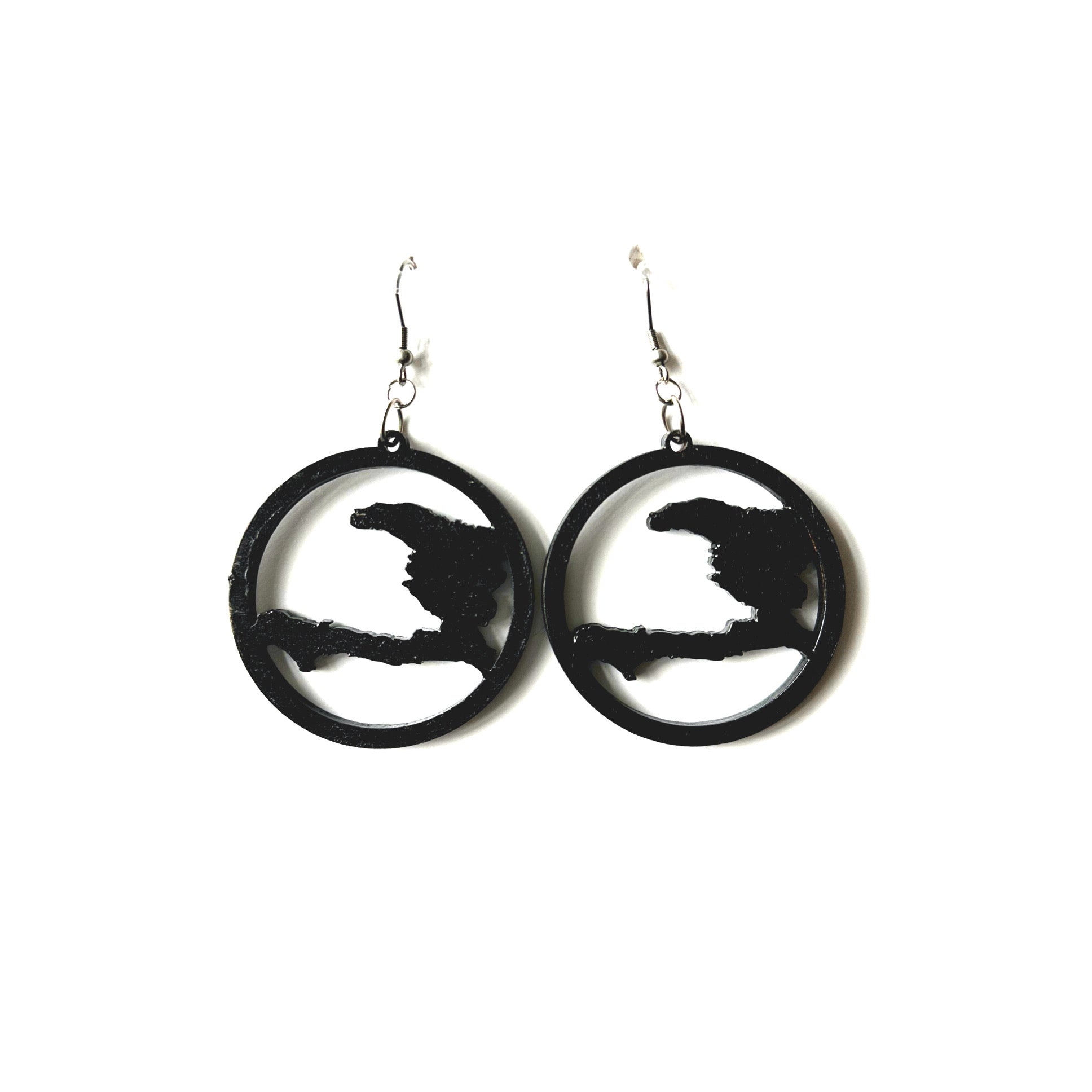 Boucles d'oreilles en bois carte d'Haïti - Noir
