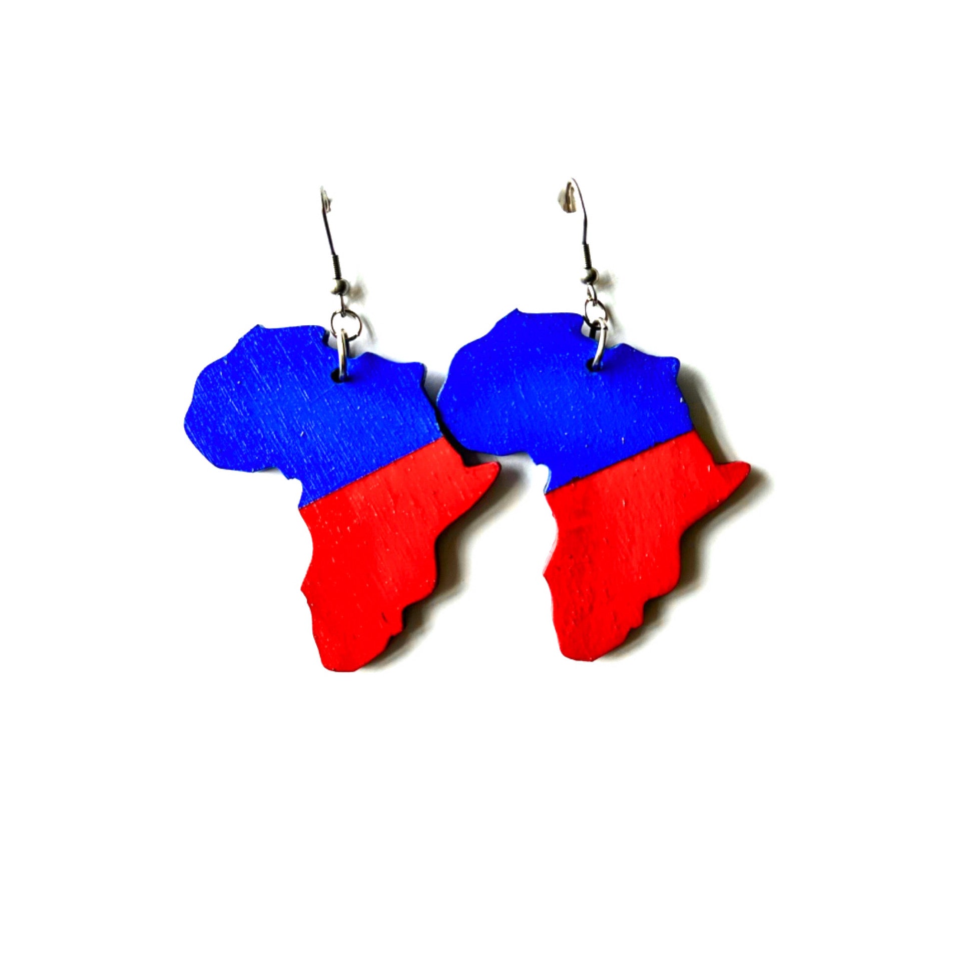 Africa Map Wood Earrings - Haiti