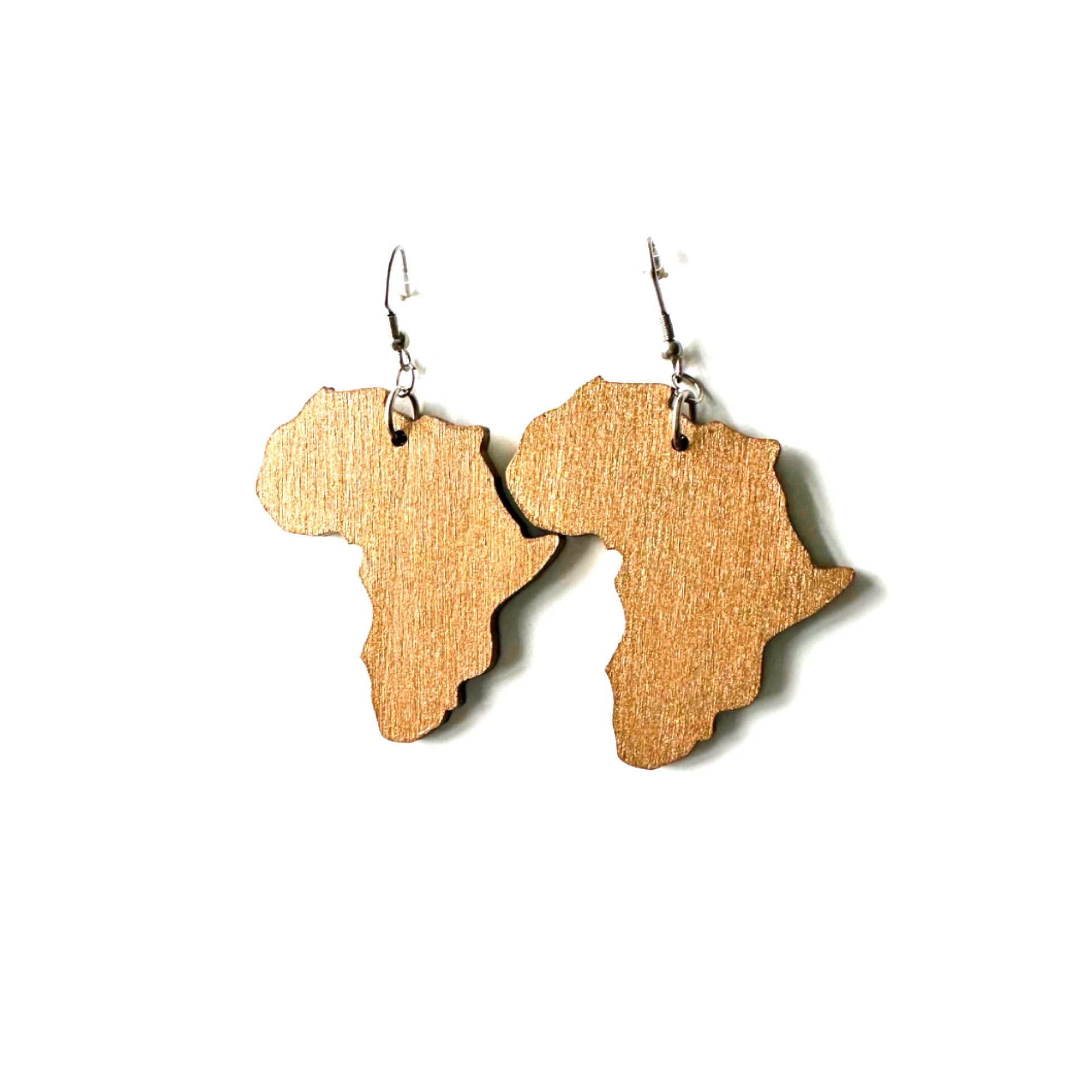 Africa Map Wood Earrings Cappuccino
