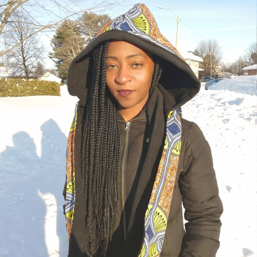 PEBEH Infinity Scarf with Hood – African fabric and Fleece Lining