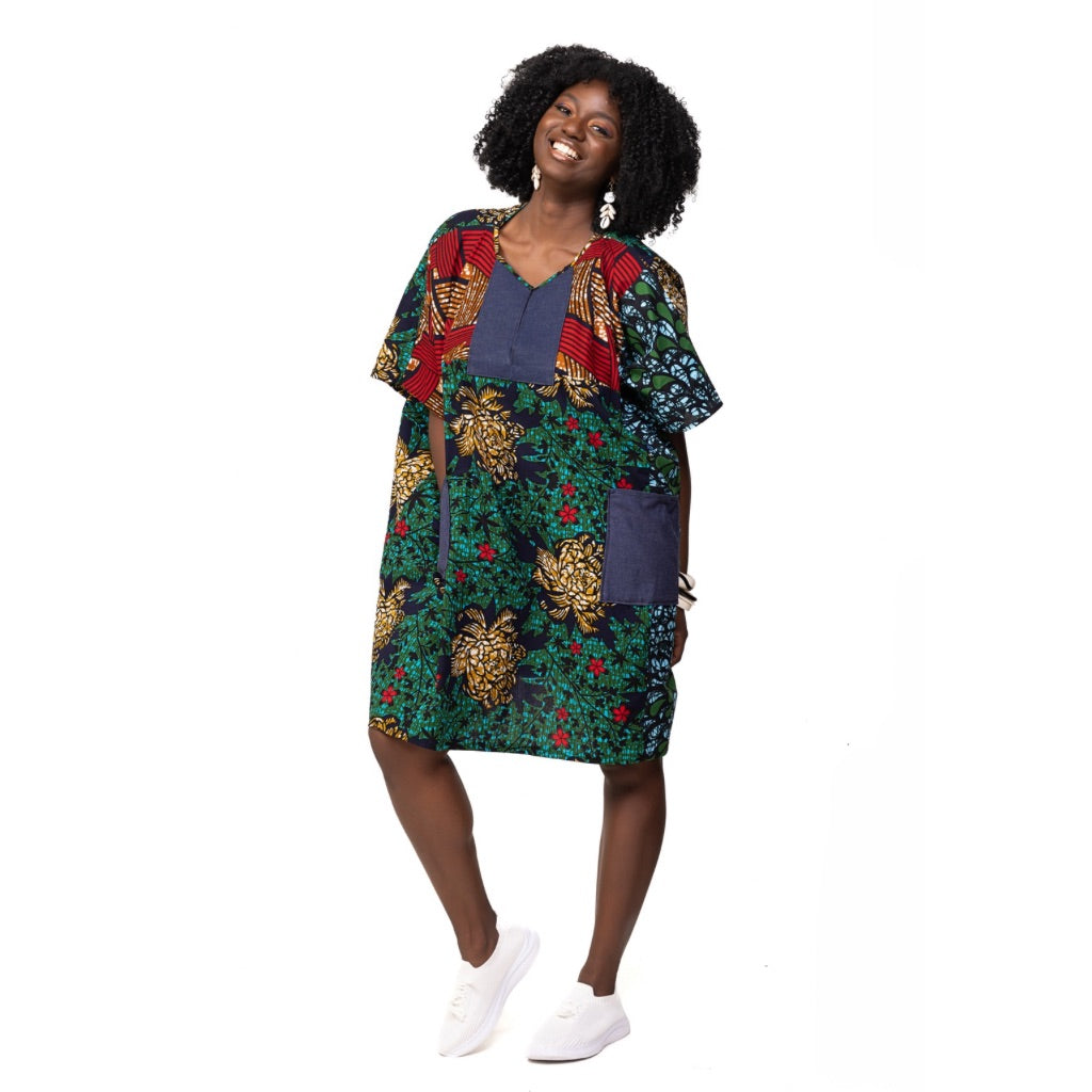 bubu dress MWARI Patchwork African Fabric BUBU Short Dress