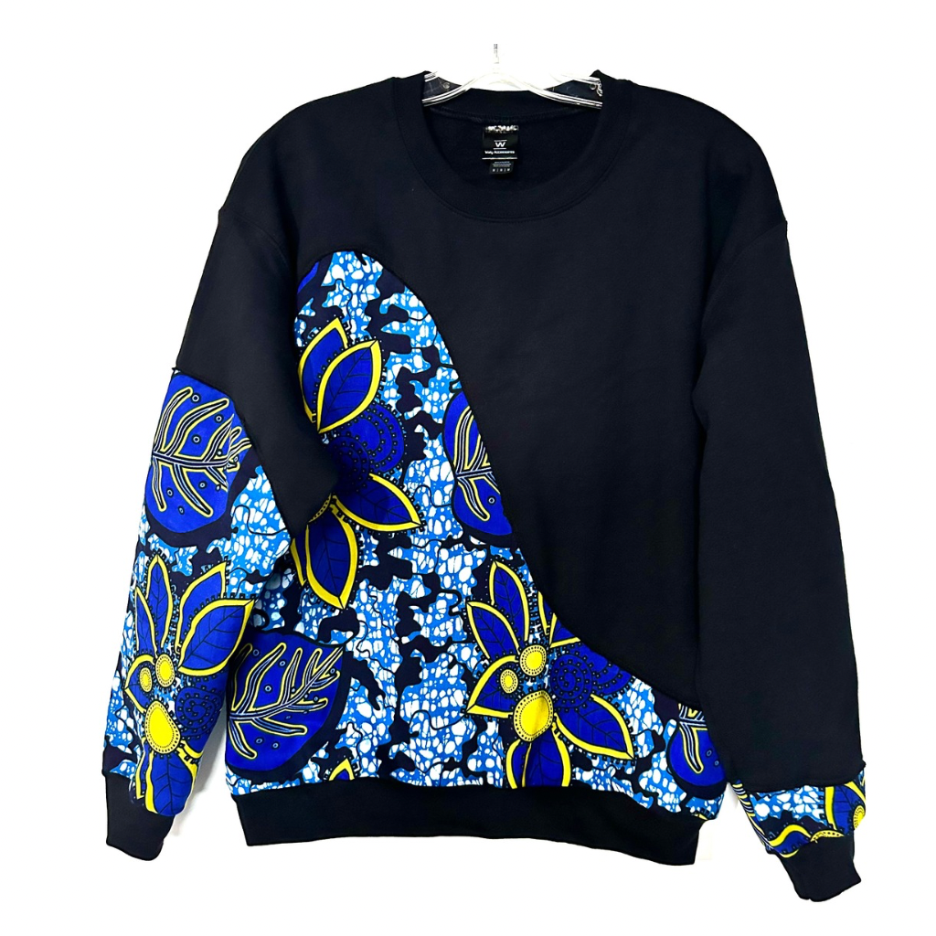 Sweat Pullover Coton ouaté en wax, LIBREVILLE