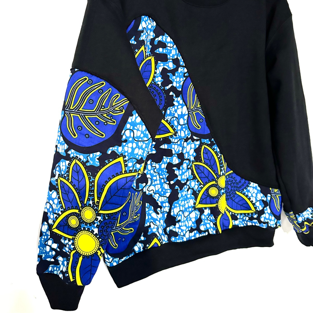 Sweat Pullover Coton ouaté en wax, LIBREVILLE