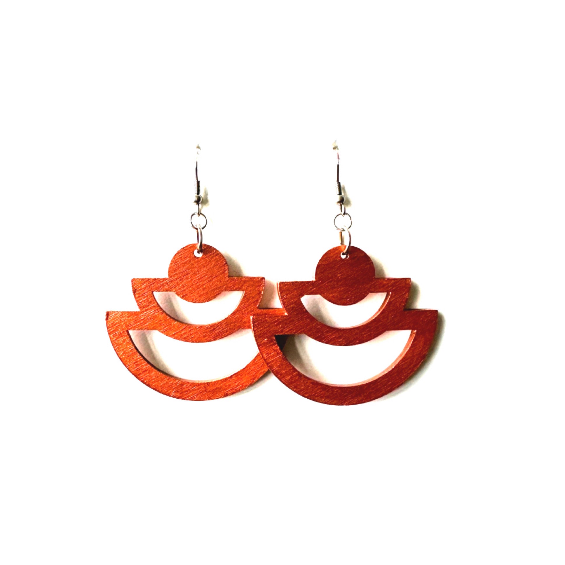 Boucles d'oreilles géométriques en bois - Cuivre