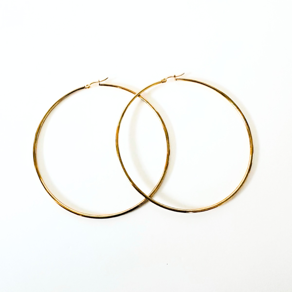 Big Golden Stainless Steel Hoops Earrings