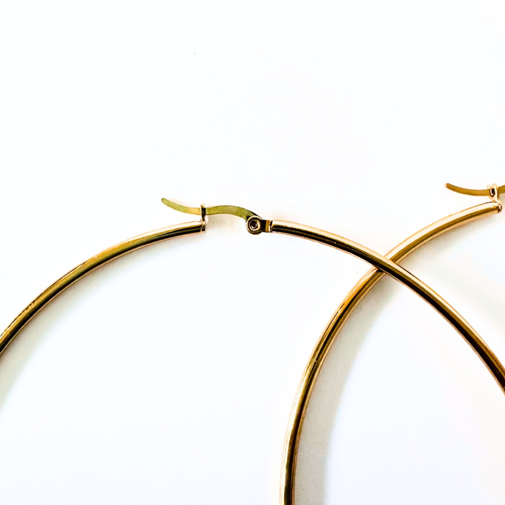 Big Golden Stainless Steel Hoops Earrings