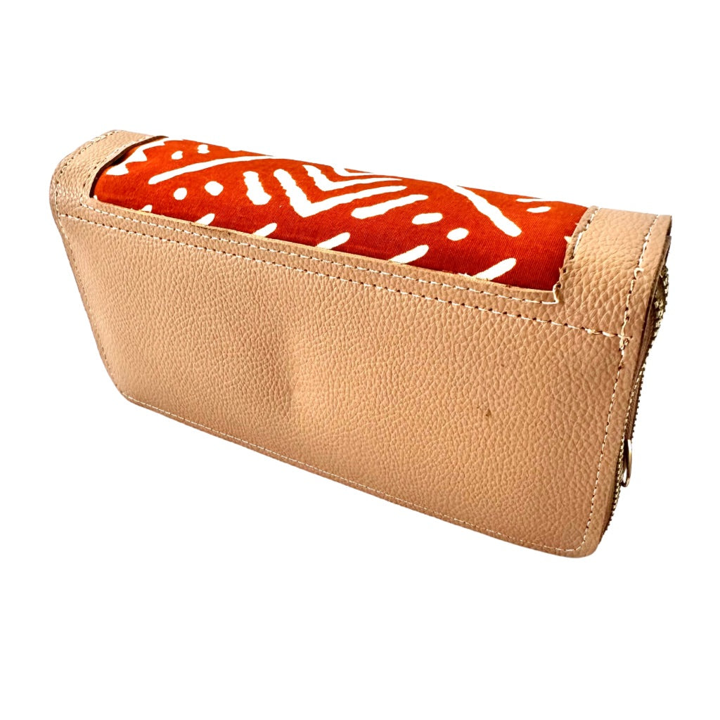 NYANTO Wax and Imitation Leather Wallet Bag - Siami pattern