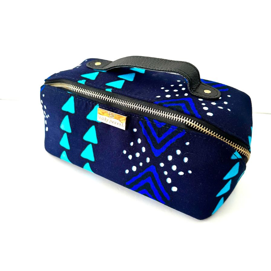 INIVA Square Waxprint Toiletry Bag – Travel Edition - Blue