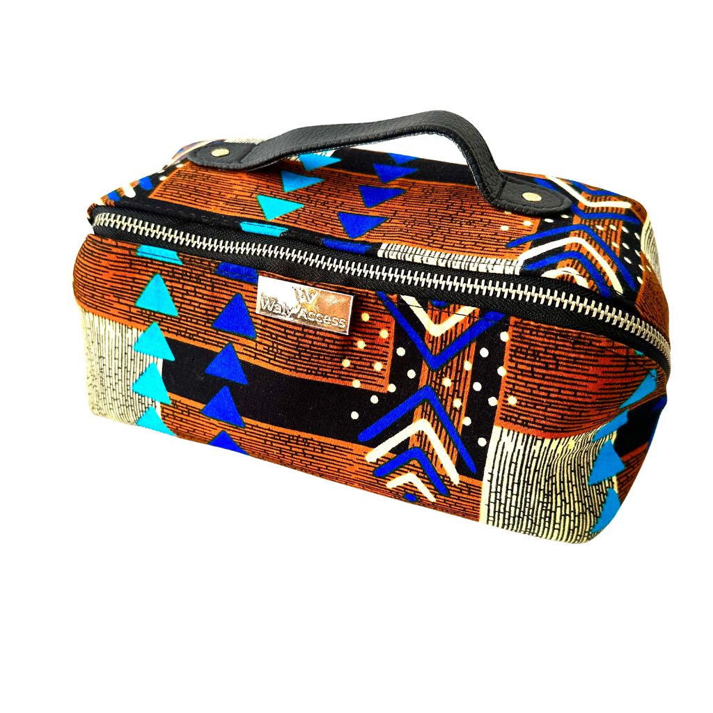 INIVA Square Waxprint Toiletry Bag – Travel Edition - Brown