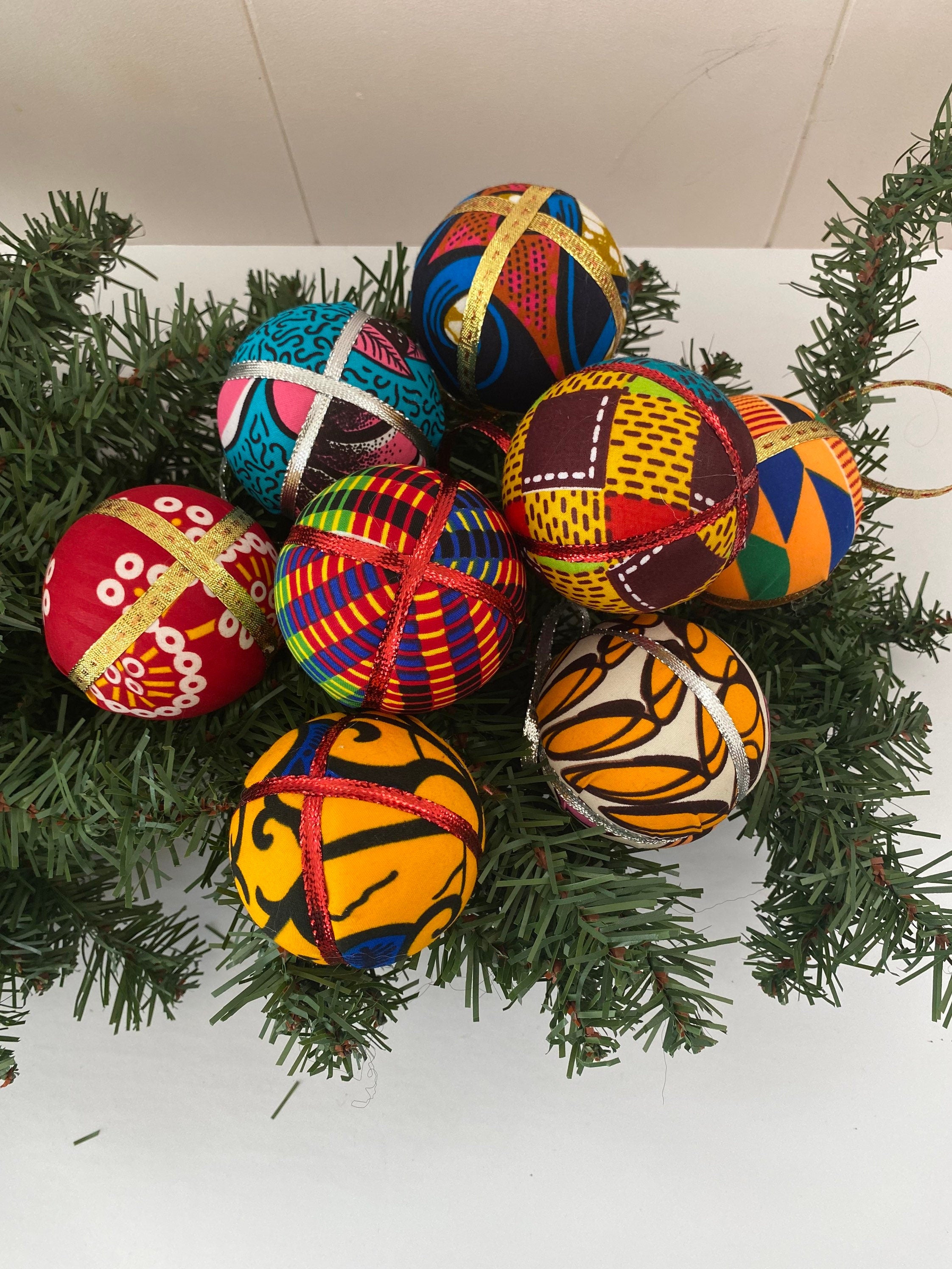 10 Wax Print African fabric Christmas Balls
