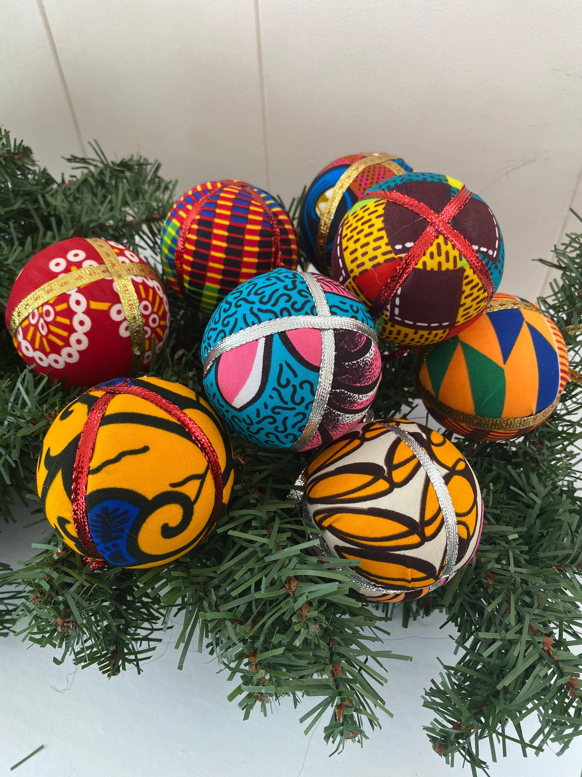10 Wax Print African fabric Christmas Balls