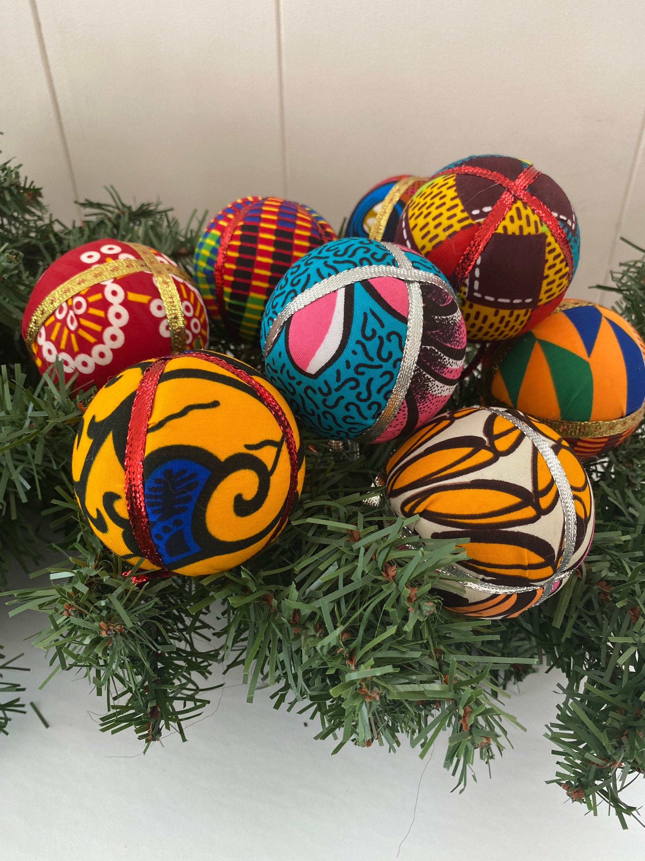 10 Wax Print African fabric Christmas Balls