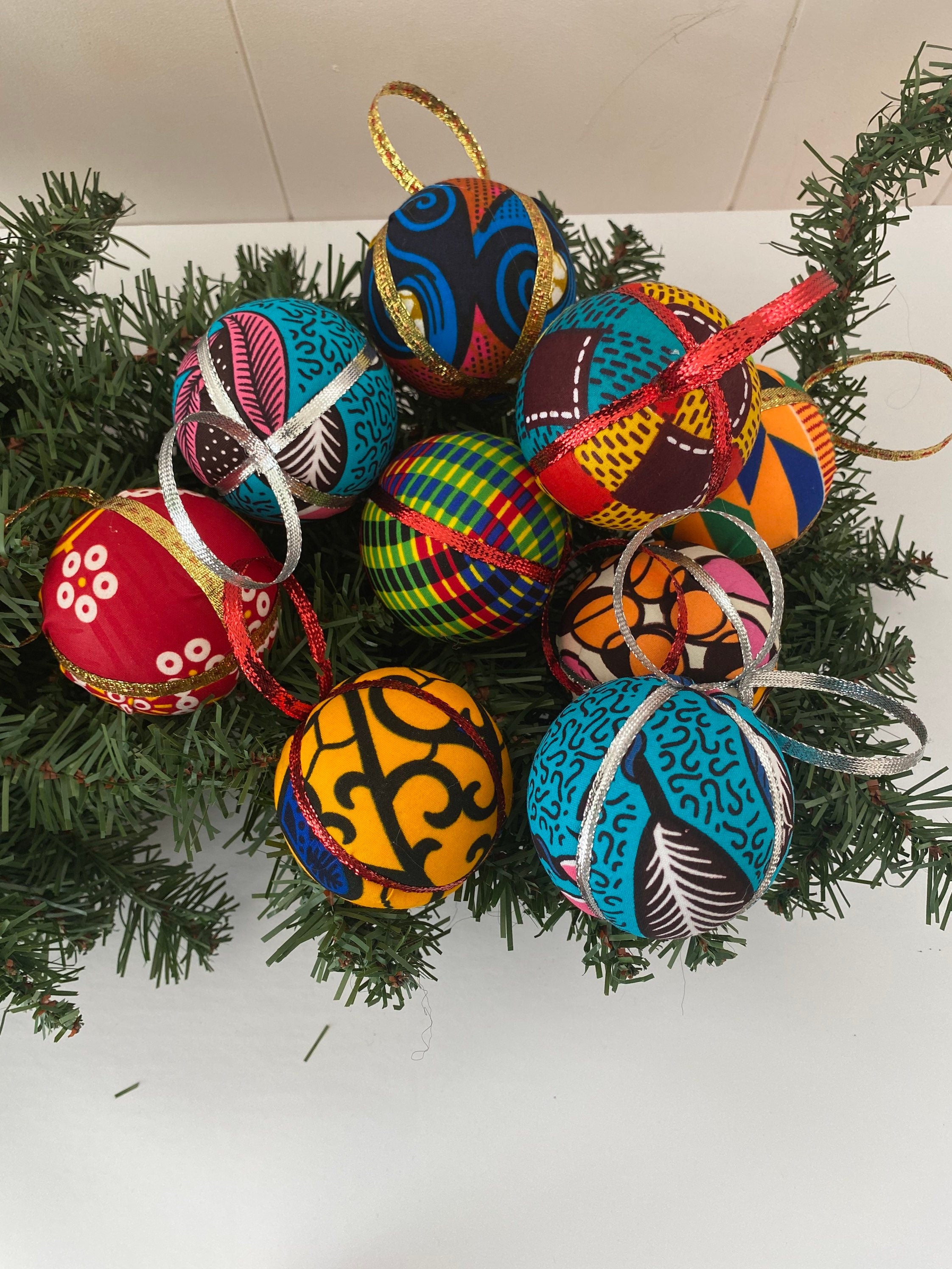 10 Wax Print African fabric Christmas Balls