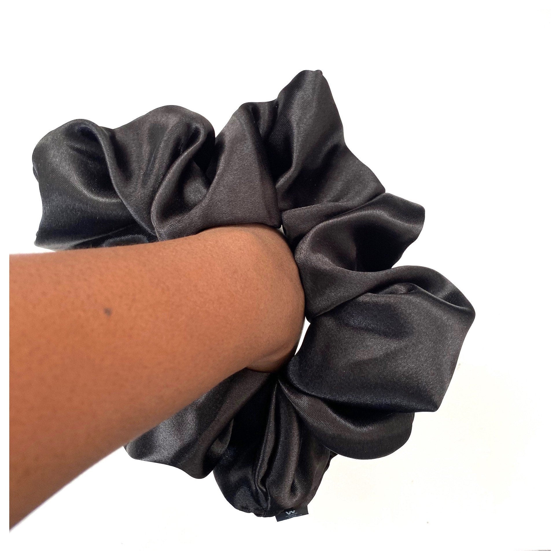 XL- Extra Large Oversized Satin Hair Scrunchie - Black