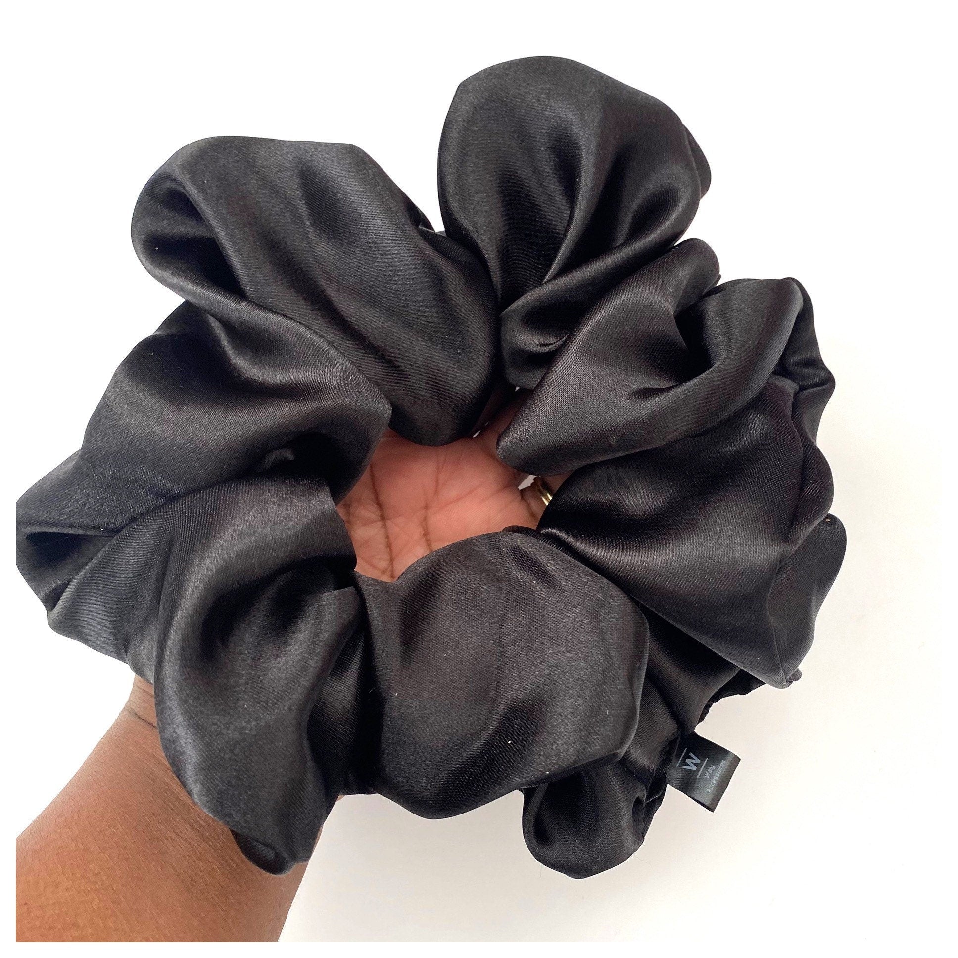 XL- Extra Large Oversized Satin Hair Scrunchie - Black