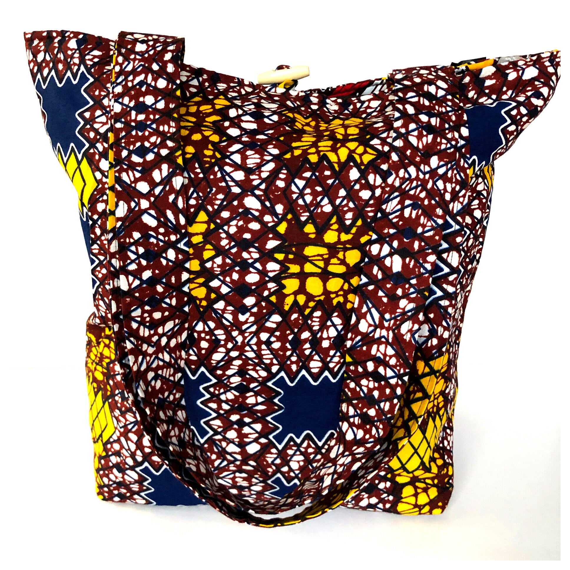 PIEH Big Patchwork African fabric quilted tote bag - Brown