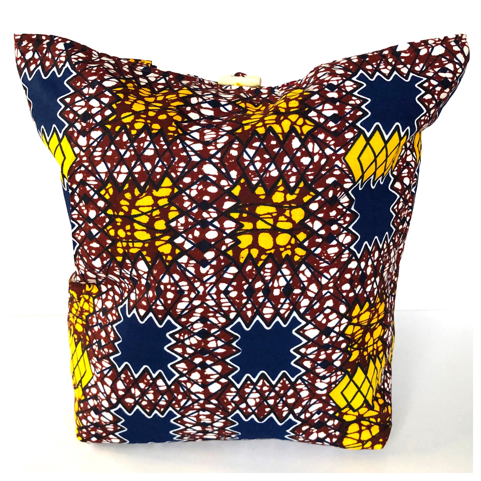 PIEH Big Patchwork African fabric quilted tote bag - Brown
