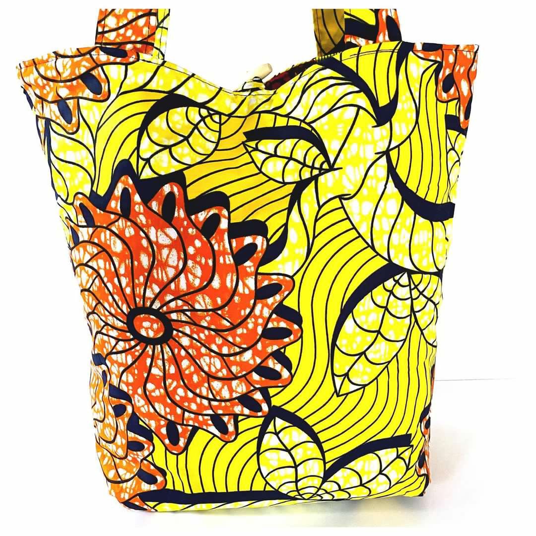 PIEH Big Patchwork African fabric quilted tote bag - Blue