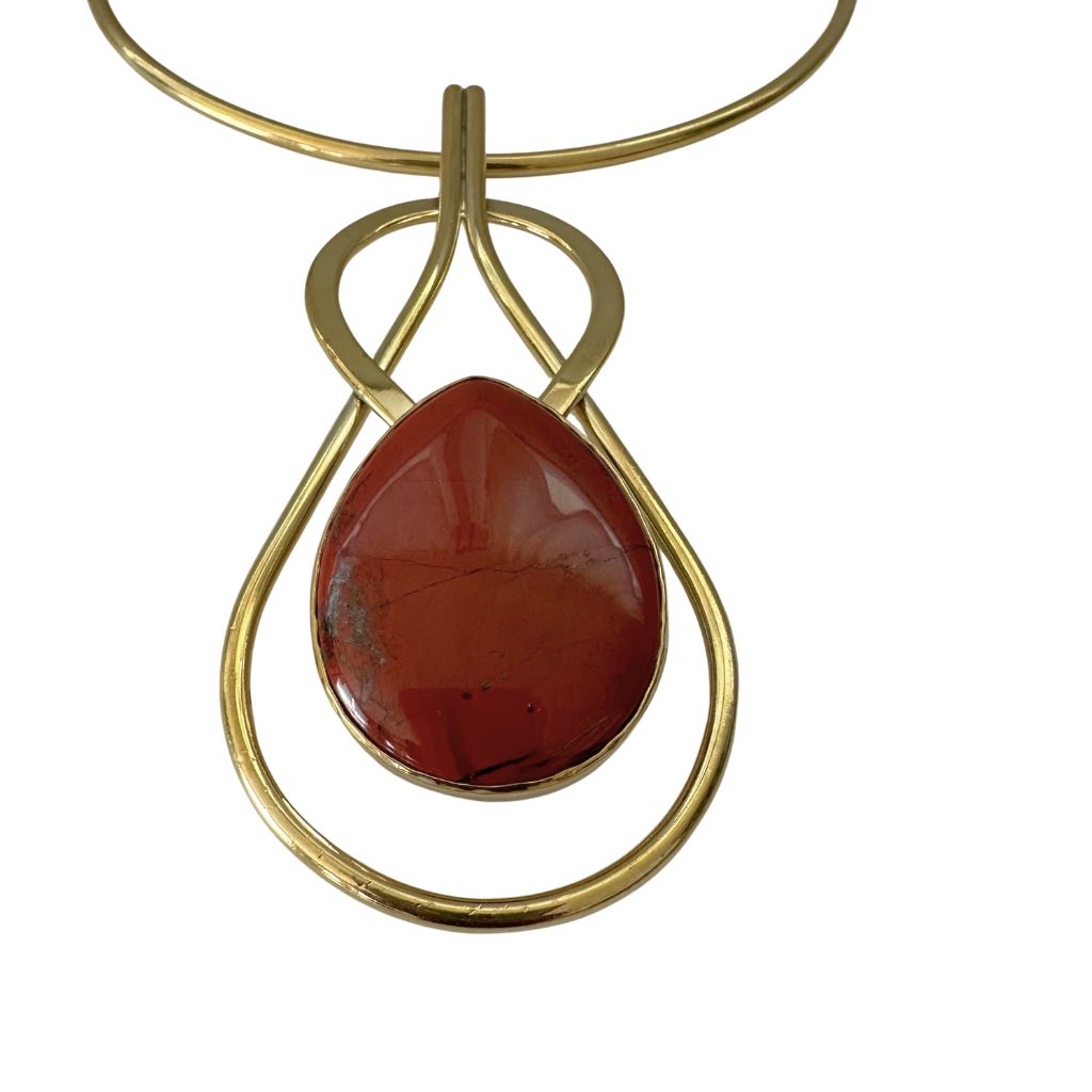 Collier OTSAGUI médaillon en Laiton & Pierre Naturelle 