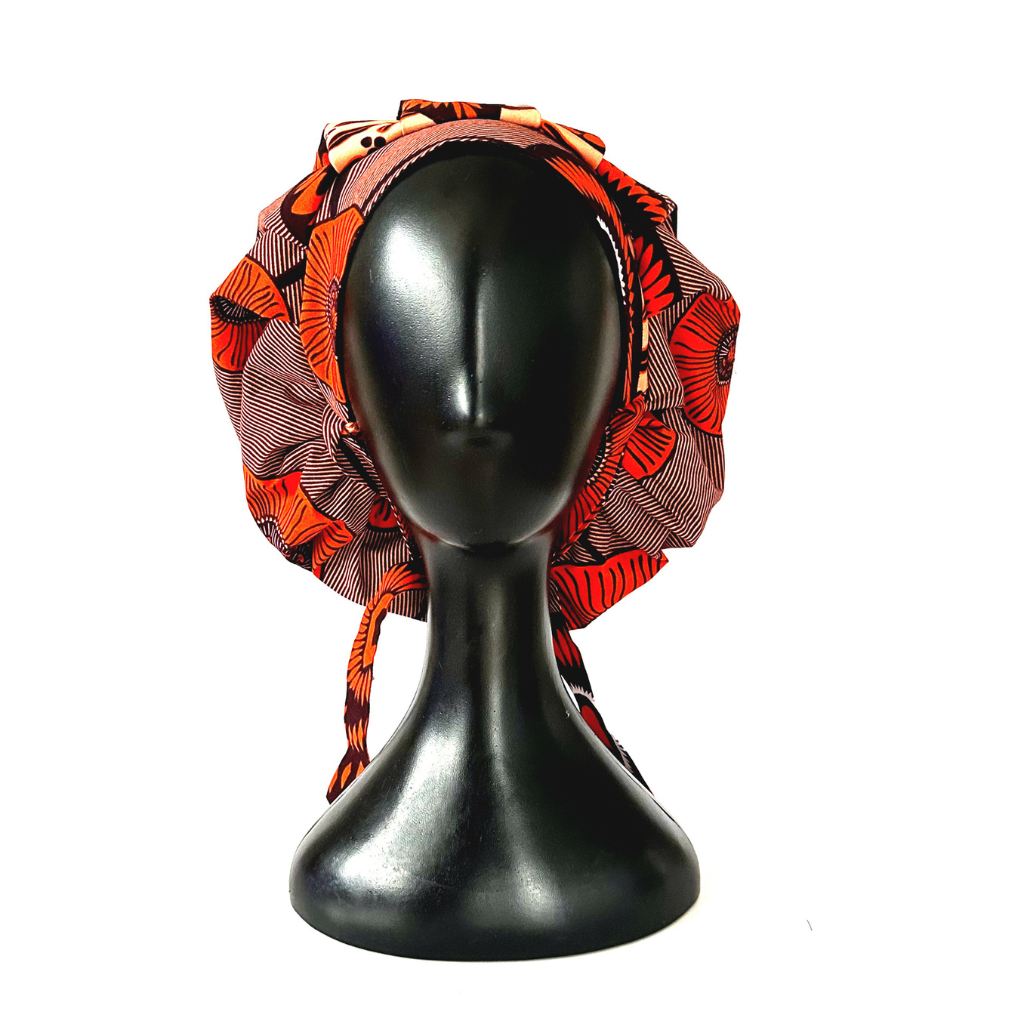 OFOUROU Satin Lined African Fabric Bouffant Bonnet- Lastourville