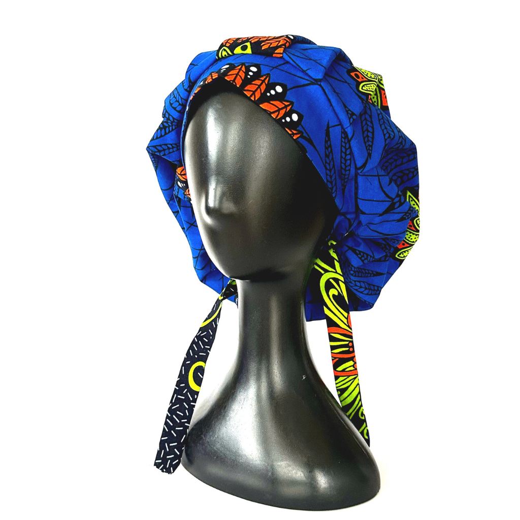 OFOUROU Satin Lined African Fabric Bouffant Bonnet - Makokou