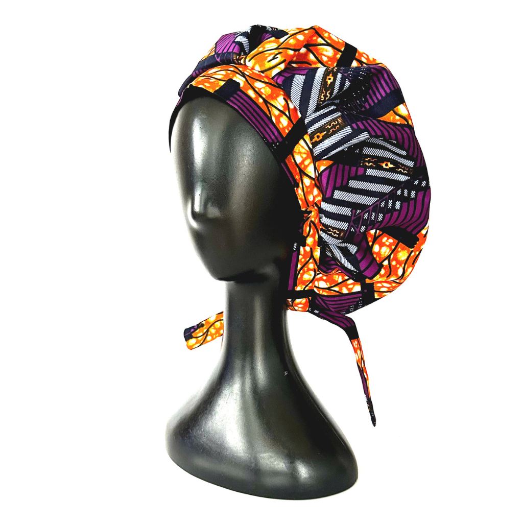 OFOUROU Satin Lined African Fabric Bouffant Bonnet - Mbigou