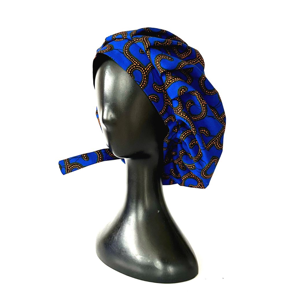 OFOUROU Satin Lined African Fabric Bouffant Bonnet - Mintzic