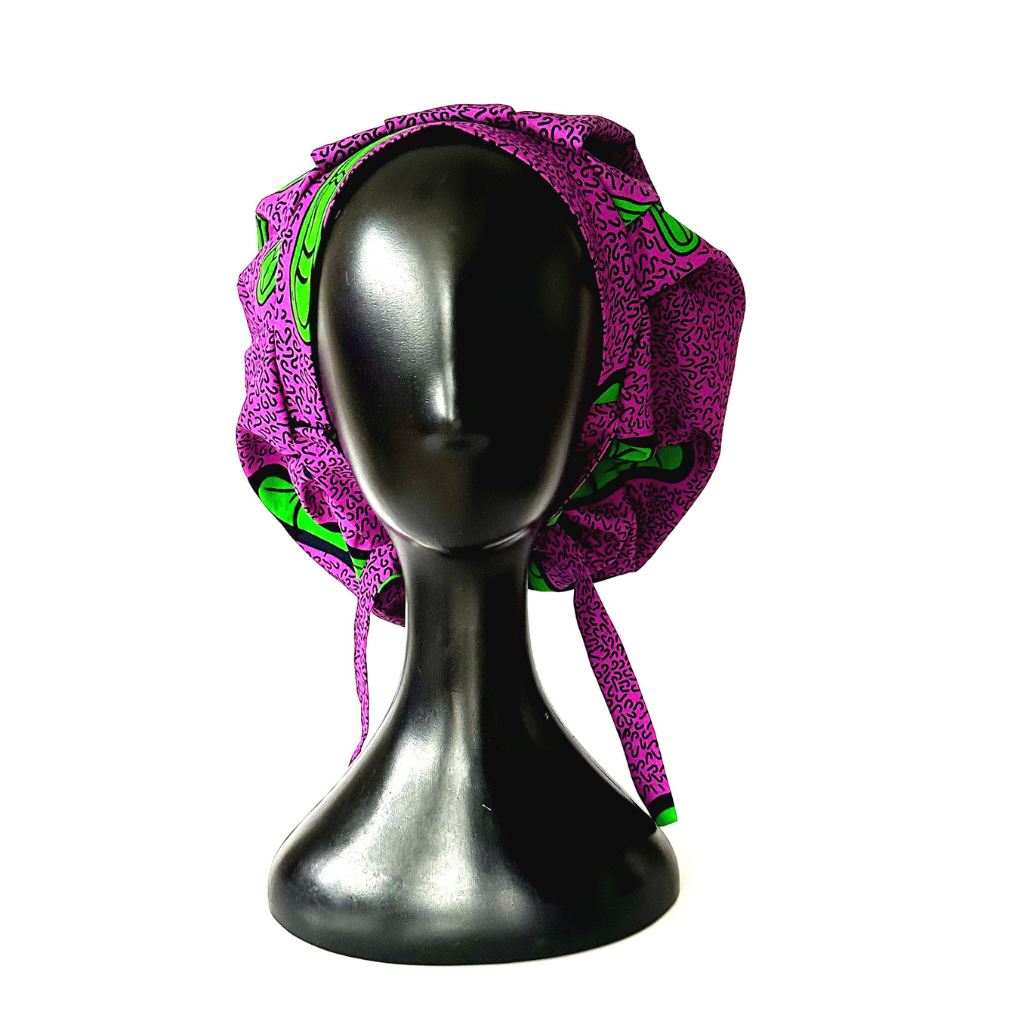OFOUROU Satin Lined African Fabric Bouffant Bonnet - Ndende