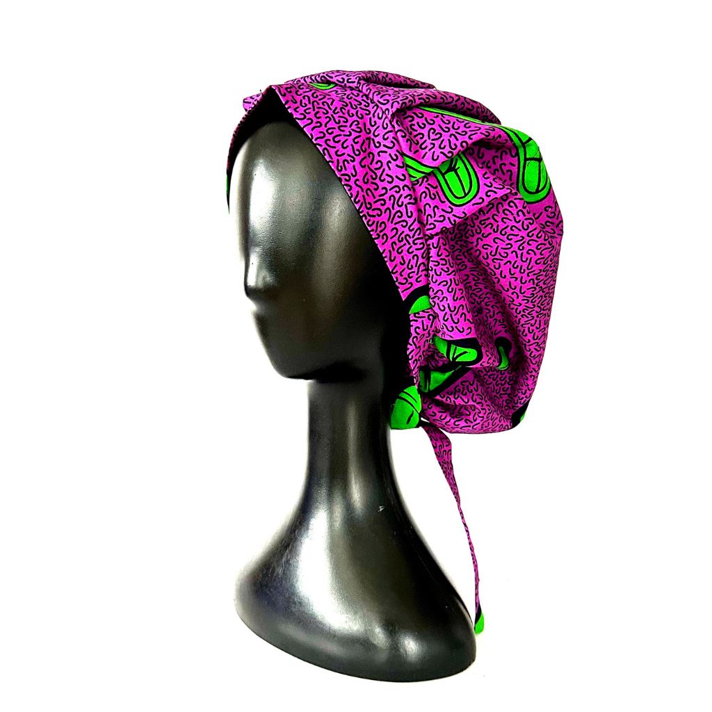 OFOUROU Satin Lined African Fabric Bouffant Bonnet - Ndende