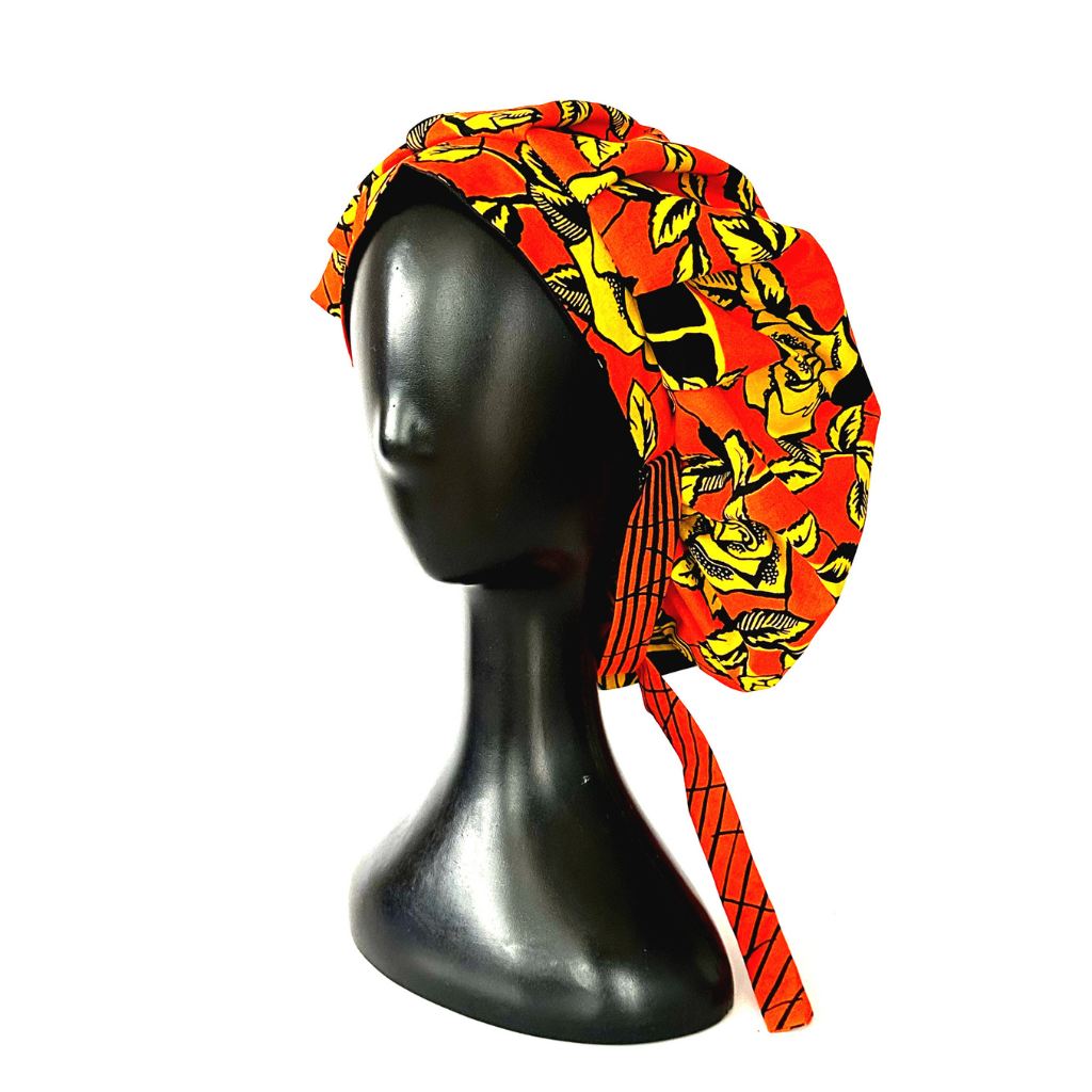 OFOUROU Satin Lined African Fabric Bouffant Bonnet- Ntoum