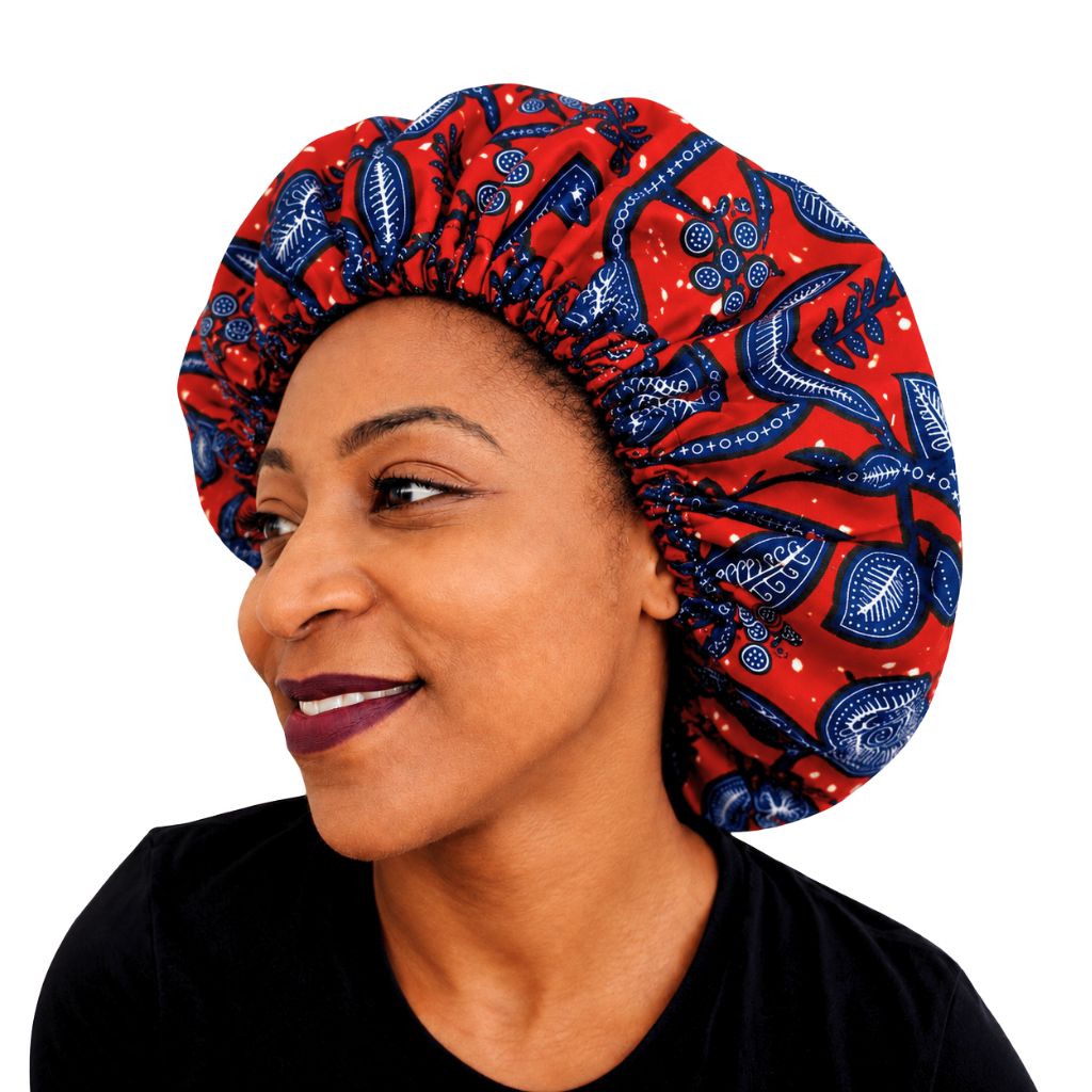 Bonnet en wax doublé de satin. Bonnet de nuit ajustable pour femme multicolore – OFOUROU