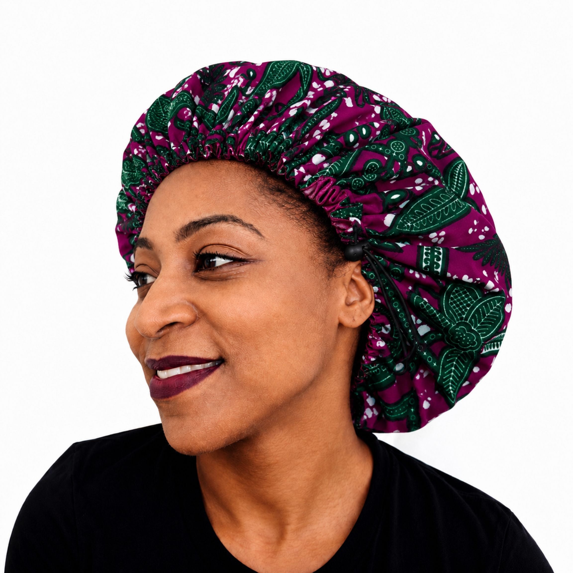Bonnet en wax doublé de satin. Bonnet de nuit ajustable pour femme multicolore – OFOUROU