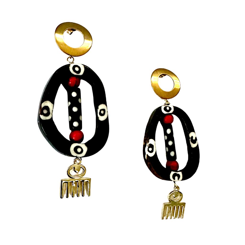 NZINGA Earrings – Cow Horn & Stainless Steel