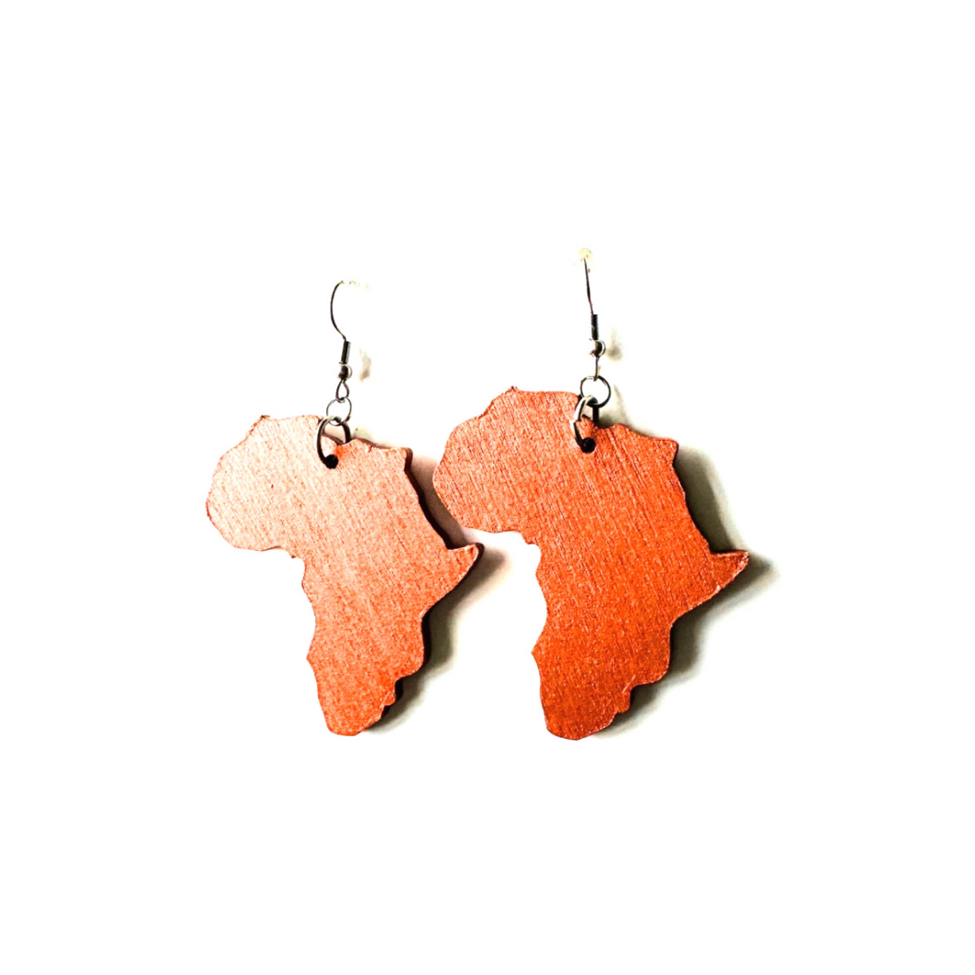 Africa Map Wood Earrings - Copper