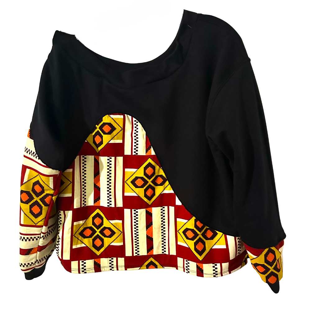 COTONOU One Shoulder African Print Sweatshirt
